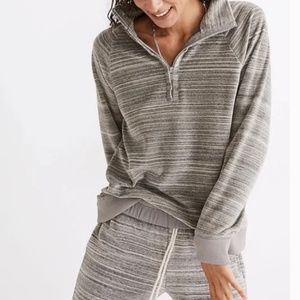 Madewell MWL Velour Space Dyed Half Zip gray Sweatshirt Size medium